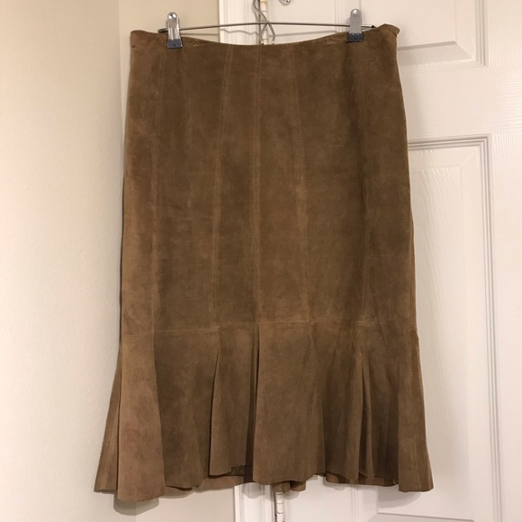 Ideology Tan Leather Trumpet Style Skirt size 10 - Picture 1 of 6